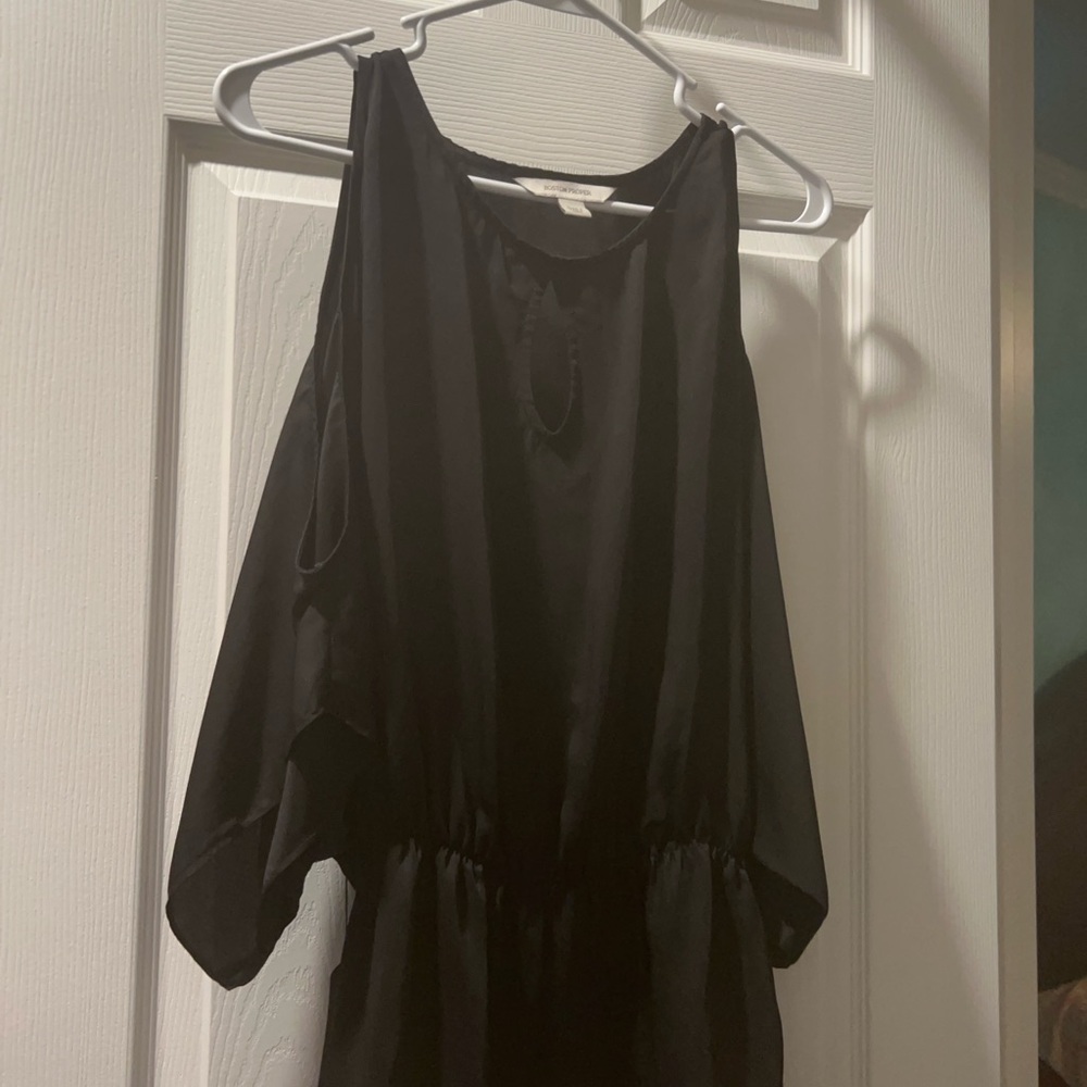 Boston Proper Black Cold Shoulder Blouse